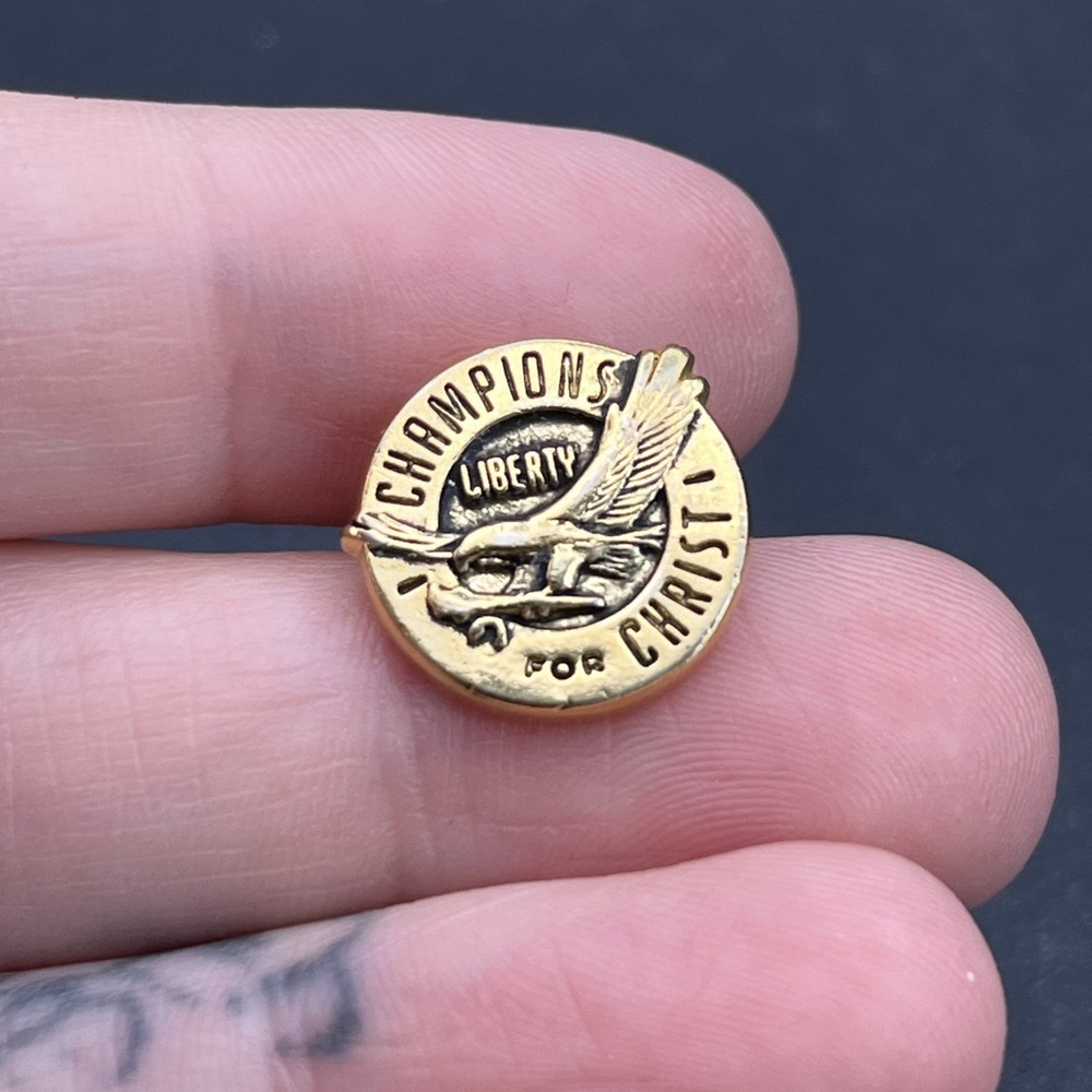 Champions For Christ Jesus Religion Christian Gold Tone Lapel Hat Pin